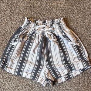 Striped Gray and White Women's Shorts